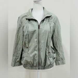 Noble‎ U Lightweight Linen Women’s Short Khaki Jacket With Elastic Waist Size L